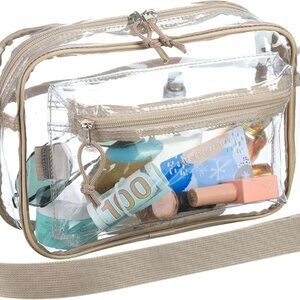 Stylish Transparent Crossbody Bag - Perfect for Concerts & Stadiums, Light Khaki